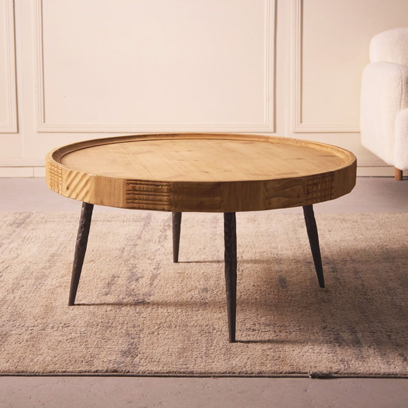 Retro Walnut Solid Wood Round Coffee Table