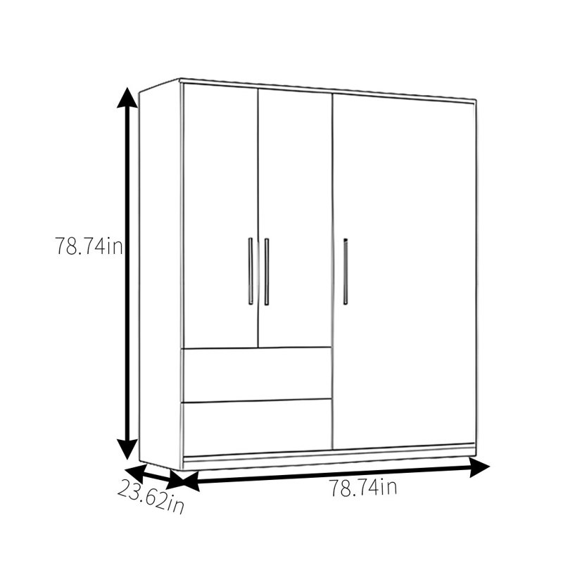 Garde-robe simple couleur noyer classique, H 78,74 po x l 78,74 po x P 23,62 po