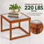 Petite table basse carrée, en bambou véritable et verre cannelé, idéale pour le salon - Table basse moderne à base ouverte, décoration naturelle pour petits espaces-930130806