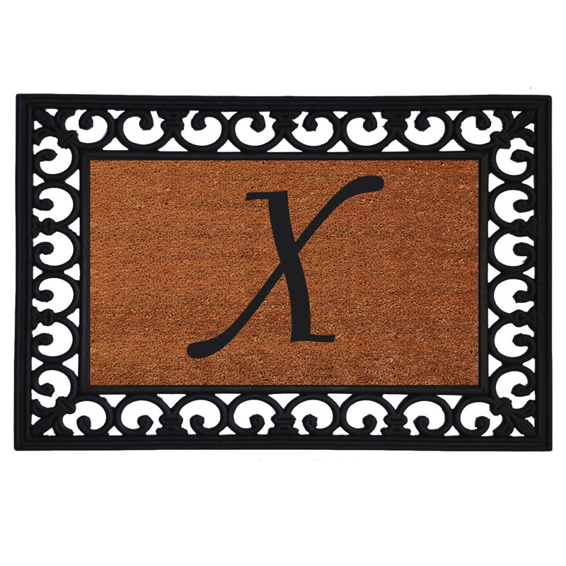 Tapis pour porte d'extérieur monogramme 25 po x 19 po Tanda, X