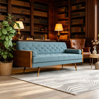 Aidan Mid Century Modern Tufted Fabric Sofa