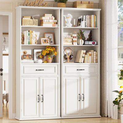 80" Tall Floor Standing Bookcase  Set Of  2, Pantry Cabinets