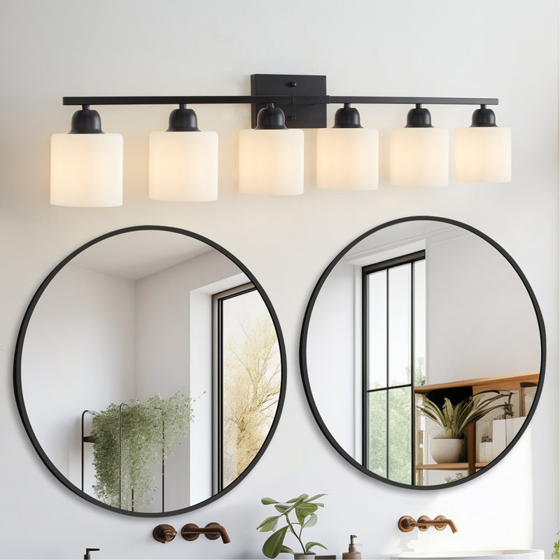 Éclairage pour meuble-lavabo noir 6 lumières, luminaires de salle de bain modernes 38 po pour miroir, luminaires de salle de bain mat, appliques murales noires pour le salon de la chambre à coucher