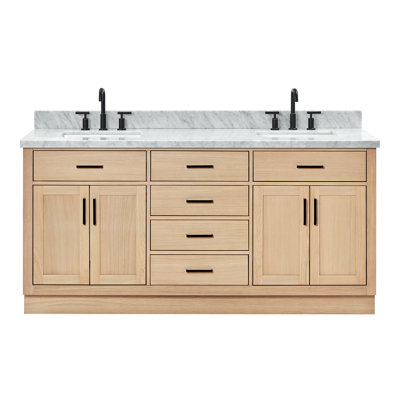 Tidworth Solid Wood Double Bathroom Vanity with 1.5'' Carrara Marble Top