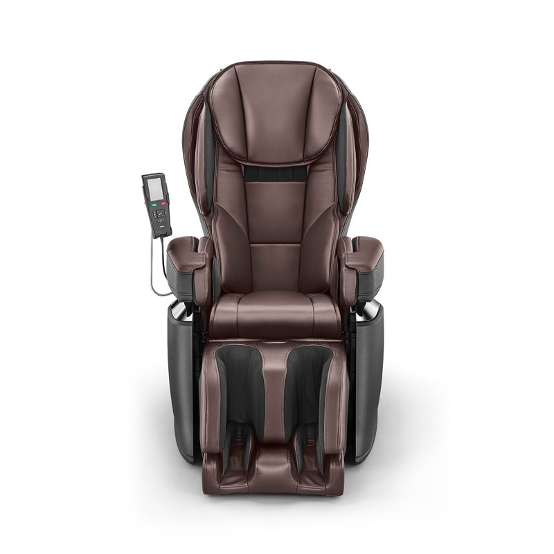 Fauteuil de massage électrique inclinable chauffant en similicuir avec repose-pied Synca Wellness, Similicuir brun