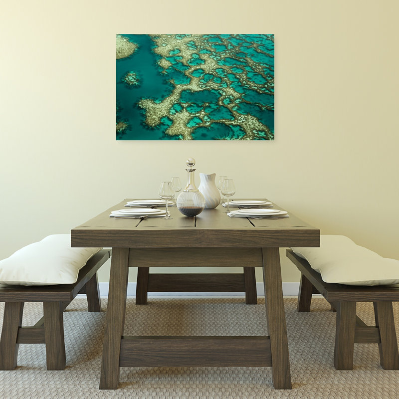Turquoise Reef Patterns Abstract Vibrant Landscape Nature Wall Art Print by Karsten Wrobel - Wrapped Canvas Print
