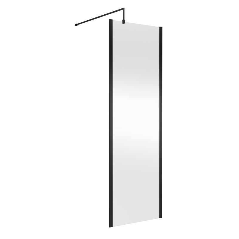 1100Mm Outer Framed Wetroom Screen With Support Bar, 195cm H x 70cm W x 1.4cm L