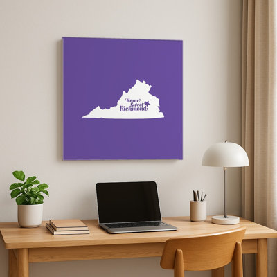 Home Sweet Richmond — Silhouette de l'État de Virginie — Décoration murale carrée en métal