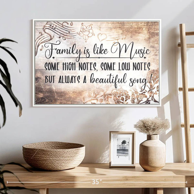 Family Is Like Music, typographie, Cadre flottant blanc, 25 po x 17 po