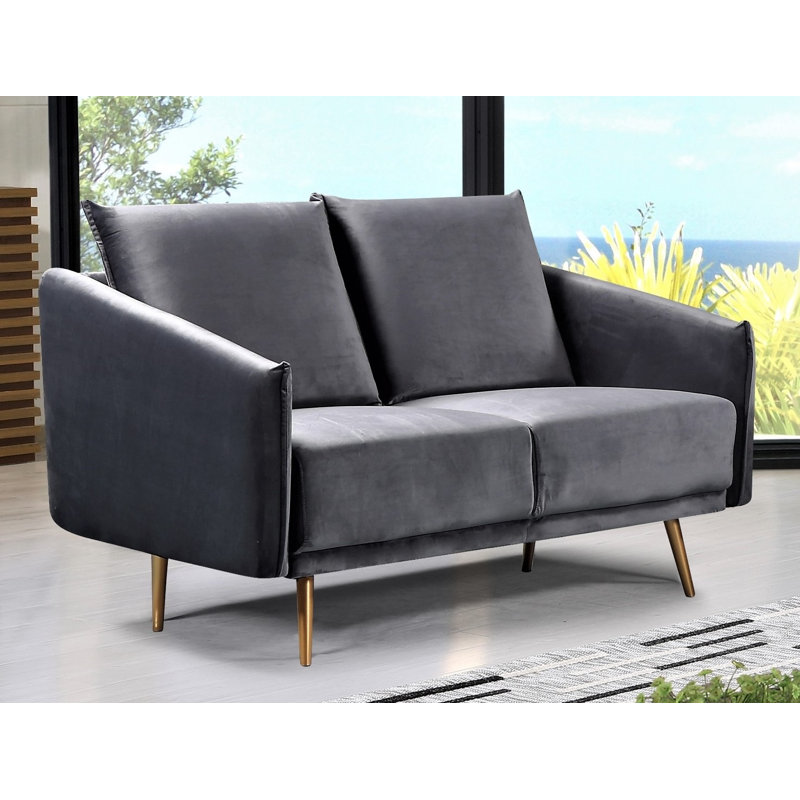 Glenford 50.79'' Velvet Loveseat, Gray Velvet