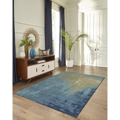 Tapis bleu en laine touffeté à la main Tasley