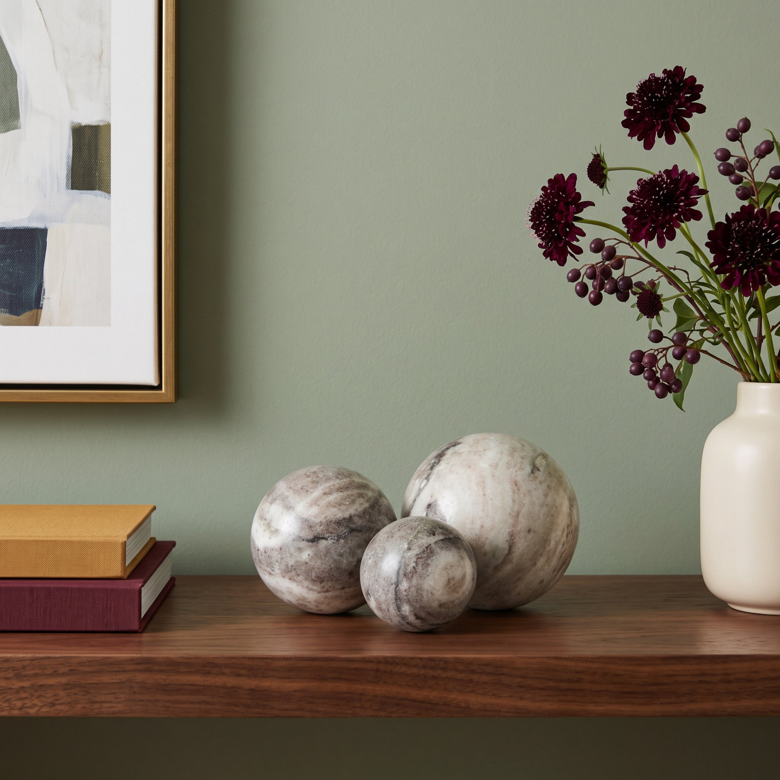 3-Piece Genuine Marble Orbs Vase Filler