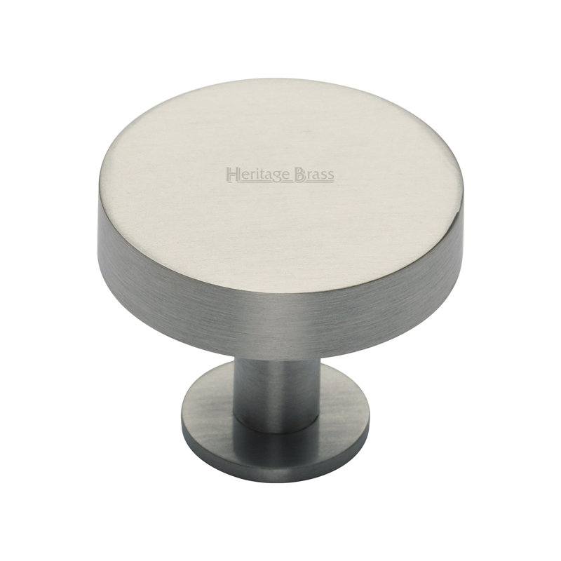 Heritage Brass Heritage Cabinet Knob Disc Design with Base, 3.2cm H x 3.8cm W x 3.8cm D, Black/Satin Nickel