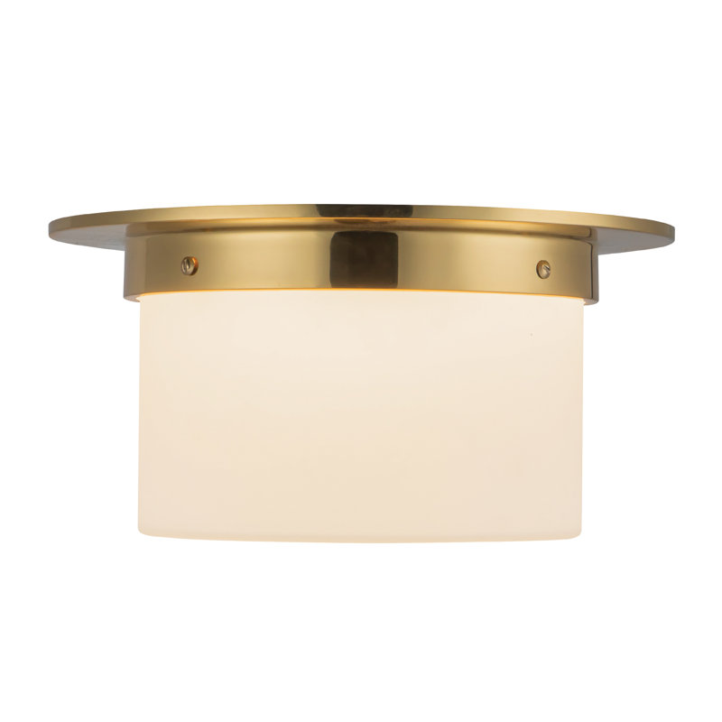Mineral 11-in Brass Flush Mount, Brass, Opal Glass