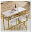 Ensemble de table de bar 3 pièces avec plateau en faux marbre et tabourets pliables-1213762890