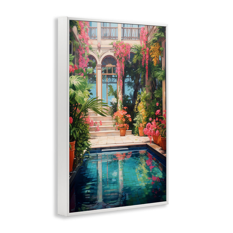 Giclée encadrée rose rose, H 30 po x l 20 po, Estampe numérique encadrée blanc bord de mer