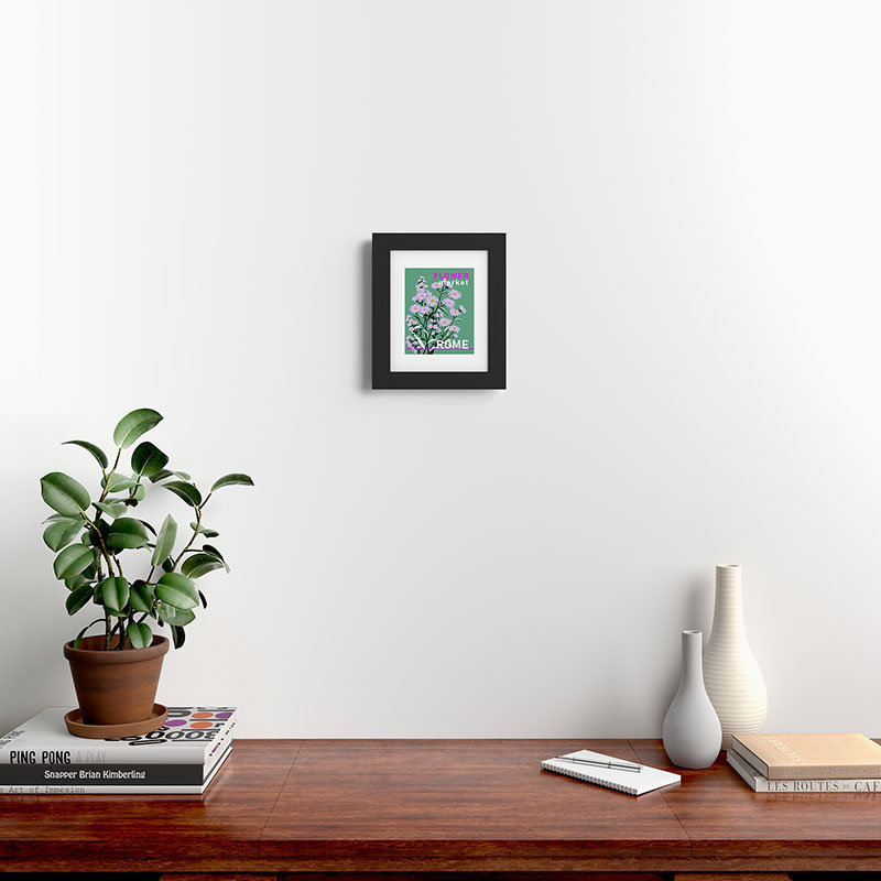 DESIGN DESIGN, marché aux fleurs de Rome, reproduction d'art encadrée, Encadré bois noir, H 10 po x l 8 po x P 1,5 po