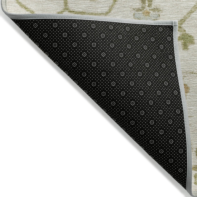 Machine Washable Indoor/Outdoor Xhevrie Ivory Rug, Rectangle 3' x 5'