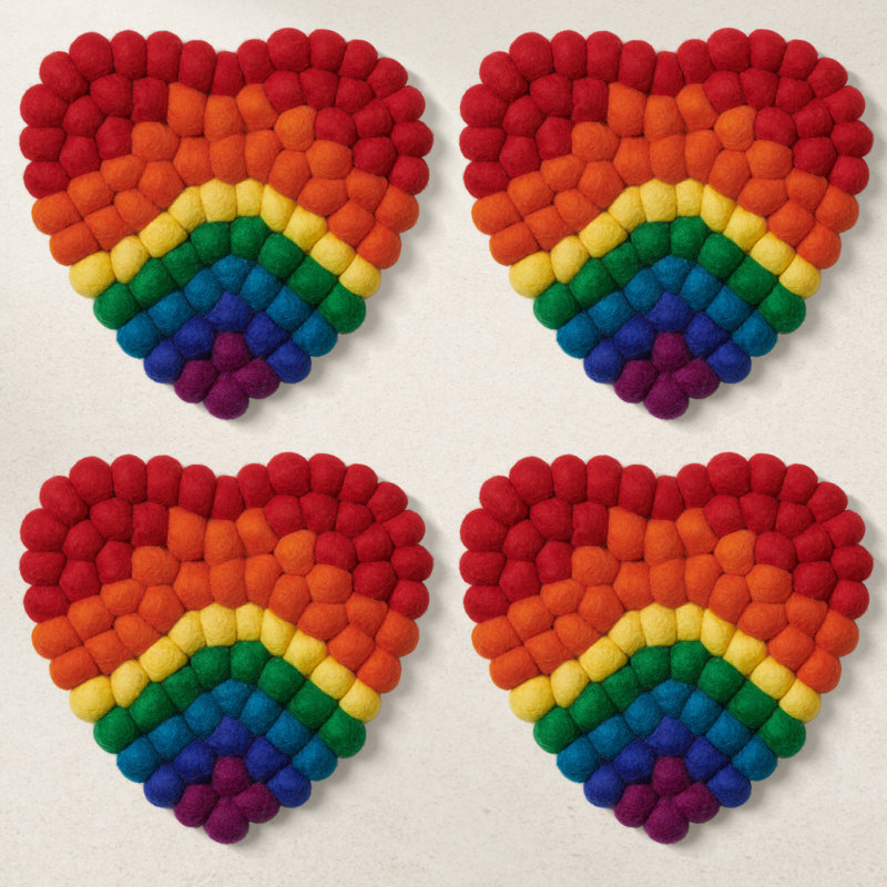 Ensemble de sous-verres MODWOOL Rainbow Heart (ensemble de 4)