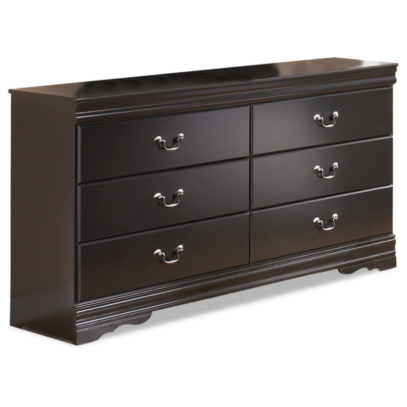Modern Black 6-Drawer Dresser with Matte Finish