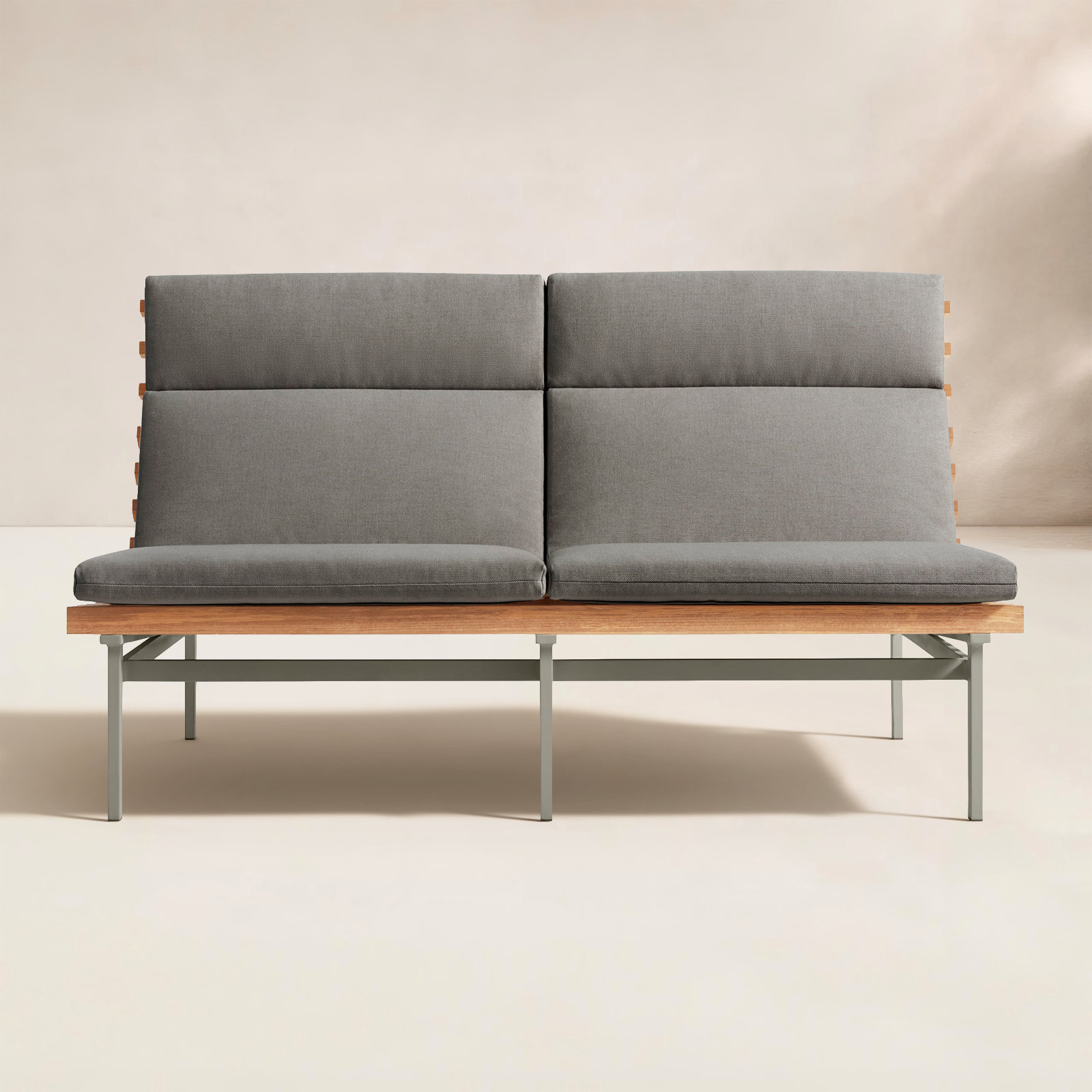 Perch 59'' Wide Powder Coated Aluminum Loveseat with Cushions, Toohey Charcoal, Charcoal