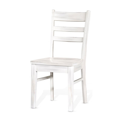 Ryla Dining Chair Set of 2, Ladderback Design, Off White Mahogany Wood