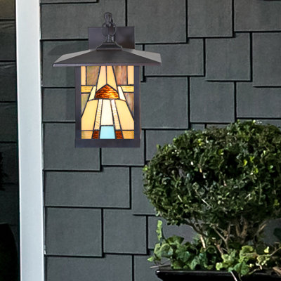 Lashasta 11.75" H Stained Glass Outdoor Wall Lantern 