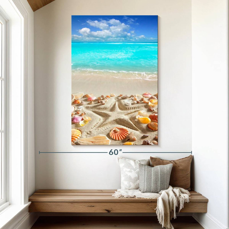Gillard, paradis tropical, coquillages, H 51 po x l 34 po