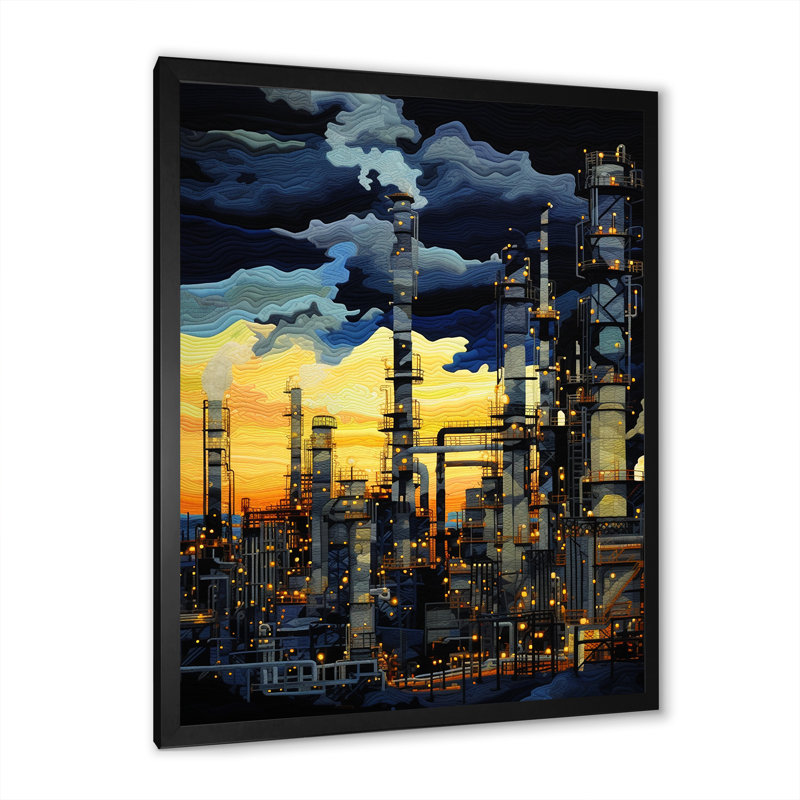 Onyx Outline, usine de pétrole - reproduction sur toile, Cadre simple noir, H 20 po x l 12 po x P 1 po