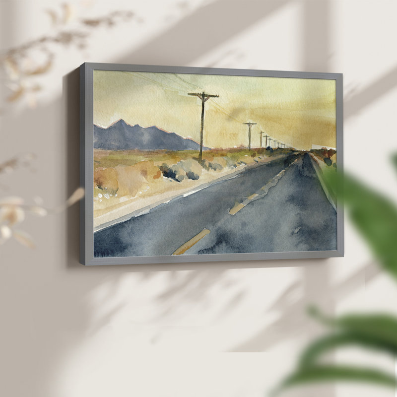 Déserté autoroute II - reproduction encadrée - réarmable, H 22 po x l 28 po, Gris