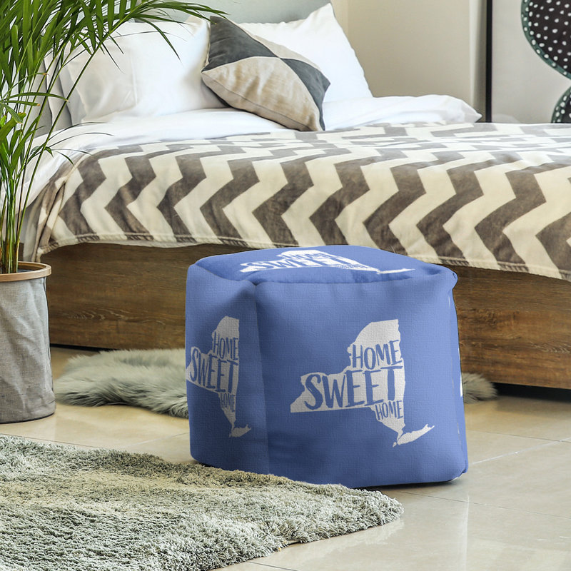 Repose-pieds cube new york home, Bleu