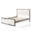 Grand lit en bois gris et tissu bouclé, lattes solides, support central supplémentaire, panneau central de chambre à coucher avec tête de lit, structure en bois d'hévéa, fonctionnement silencieux, conception confortable-1057497806