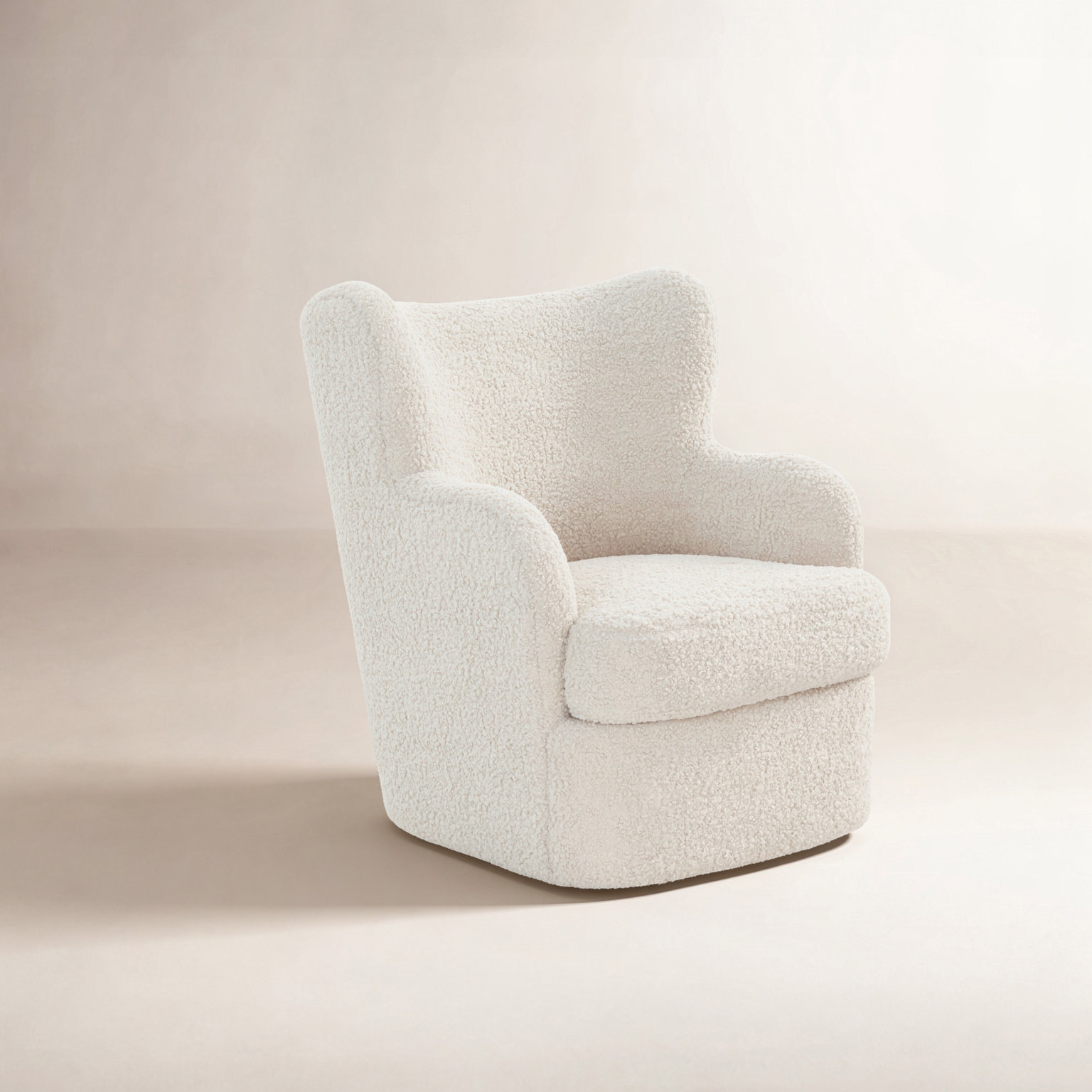 Seadrift Swivel Accent Chair, Off White Faux Shearling