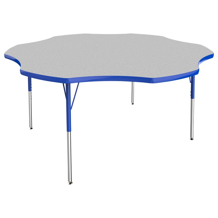Factory Direct Partners 60 x 66 Horseshoe T-Mold Adjustable Activity Table with Chunky Leg - Gray/Green
