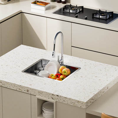 Frogink 13 inch Udermount Handmade 18 Gauge Single Bowl Stainless Steel Kitchen Sink with Accessories.13"L x 15"W x 10"D
