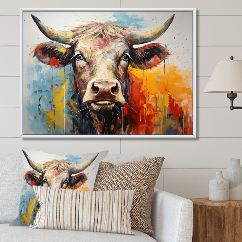 Kengo Cow Majestic Bovine Collage II - Vache, impressions encadrées, Cadre flottant blanc, H 12 po x l 20 po x P 1 po