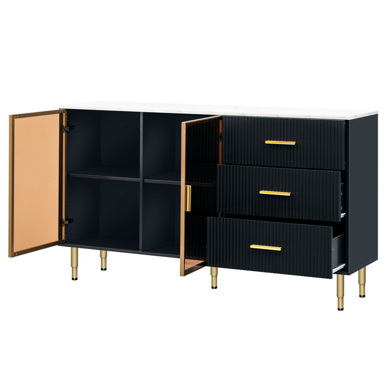Buffet moderne avec tablettes réglables et fabrication