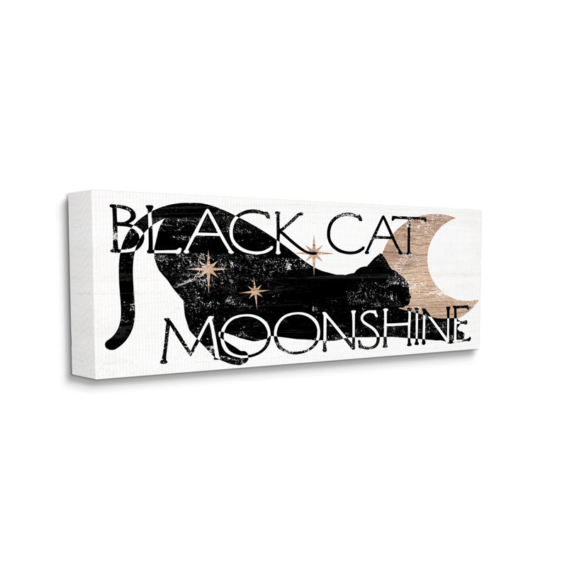 «Black Cat Moonshine Weathered Halloween Moon Sign» par Daphne Polselli, impression sur toile tendue
