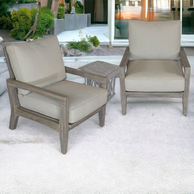 Sessoms Courtyard Casual Surf Side Teak Seating Group with Cushions