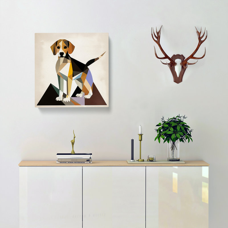 Beagle Suprematism No.3 - Wrapped Canvas - Framed Print, 35cm H x 35cm W x 3cm D