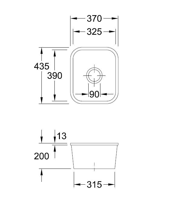 Cisterna 37cm x 43.5cm Kitchen Sink