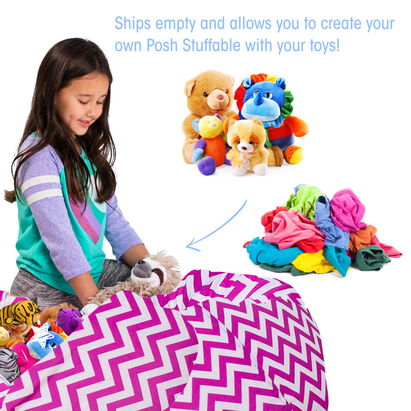 Kids Bean Bag Chair Cover - Stuffed Animal Storage & Toy Organizer with Zipper - Plush Storage Kids Bean Bag Cover only for Toddlers and Children's Rooms - Organizes Pillows, Blankets, and Stuffies - Multiple Colors, Sizes, and Fabrics
