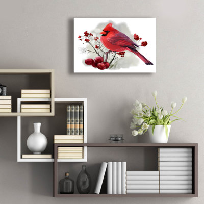  'Bird Cardinal Sitting On A Branch' by Kajenna Art Acrylic Glass Wall Art, 24" x 16"