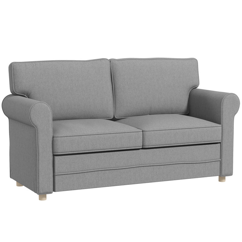 Causeuse à accoudoirs roulés 59,1 po Mierke, 100 % polyester gris