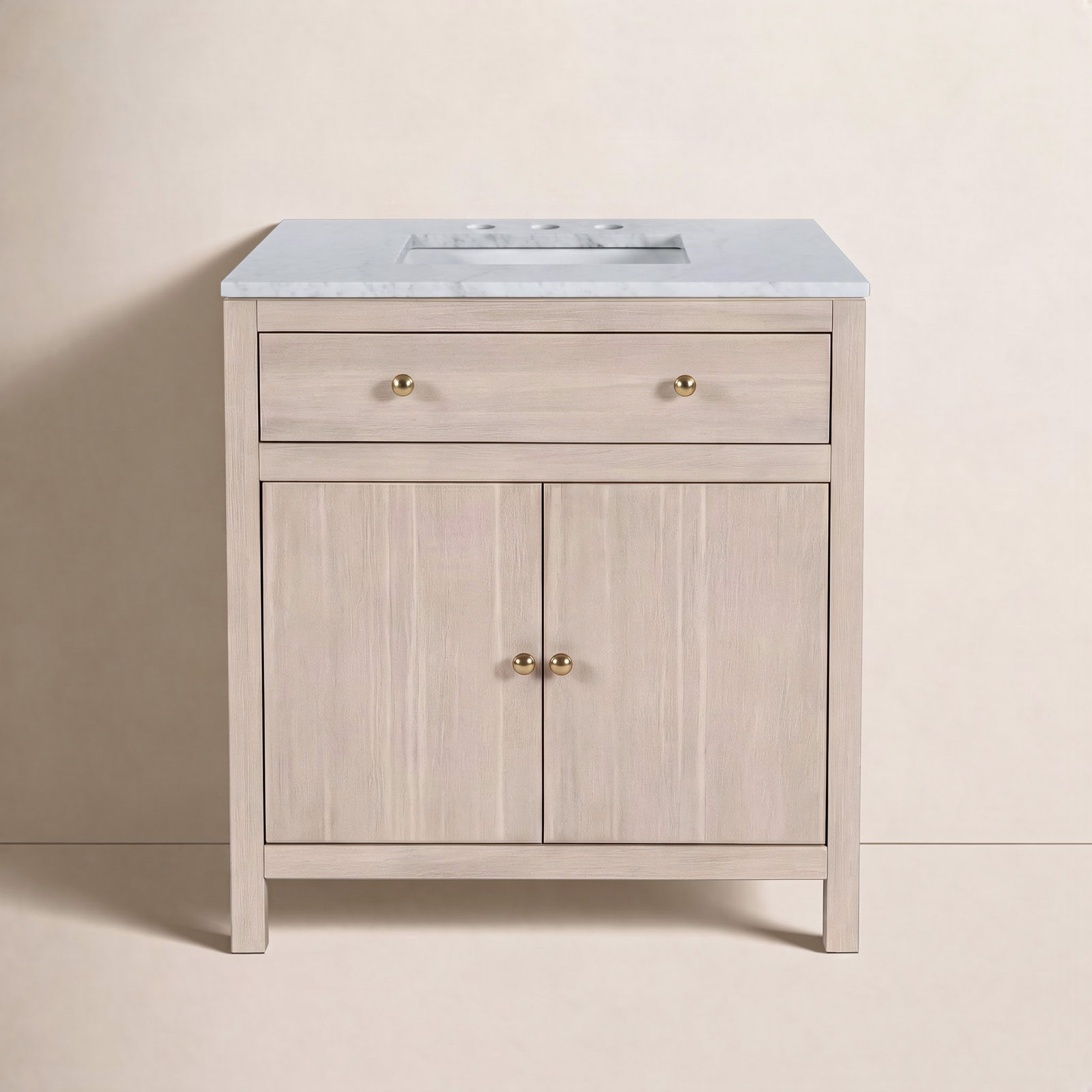 Celine 32" Carrara Marble Single Bathroom Vanity, Antique Taupe