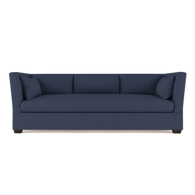 Canapé Rivington, Lin à tissage carré imprimé bleu, H 31 po x l 108 po x P 37 po, Naturel