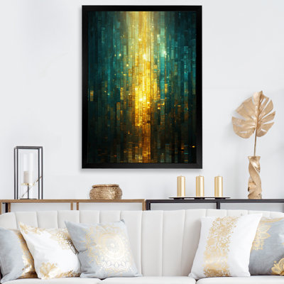 «Abstract Ocean Sunrise - Art mural moderne sur toile géométrique