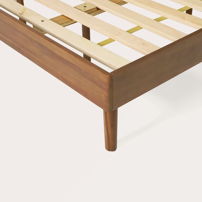Lit plateforme en bois massif, Brun, Grand lit