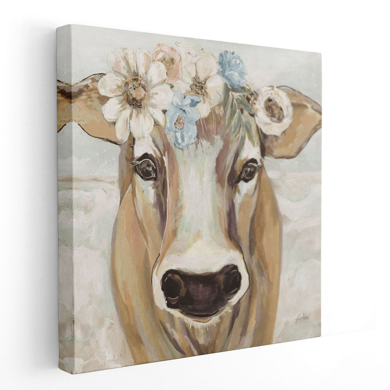 Beau avec fleurs - reproduction d'art sur toile, H 20 po x l 20 po
