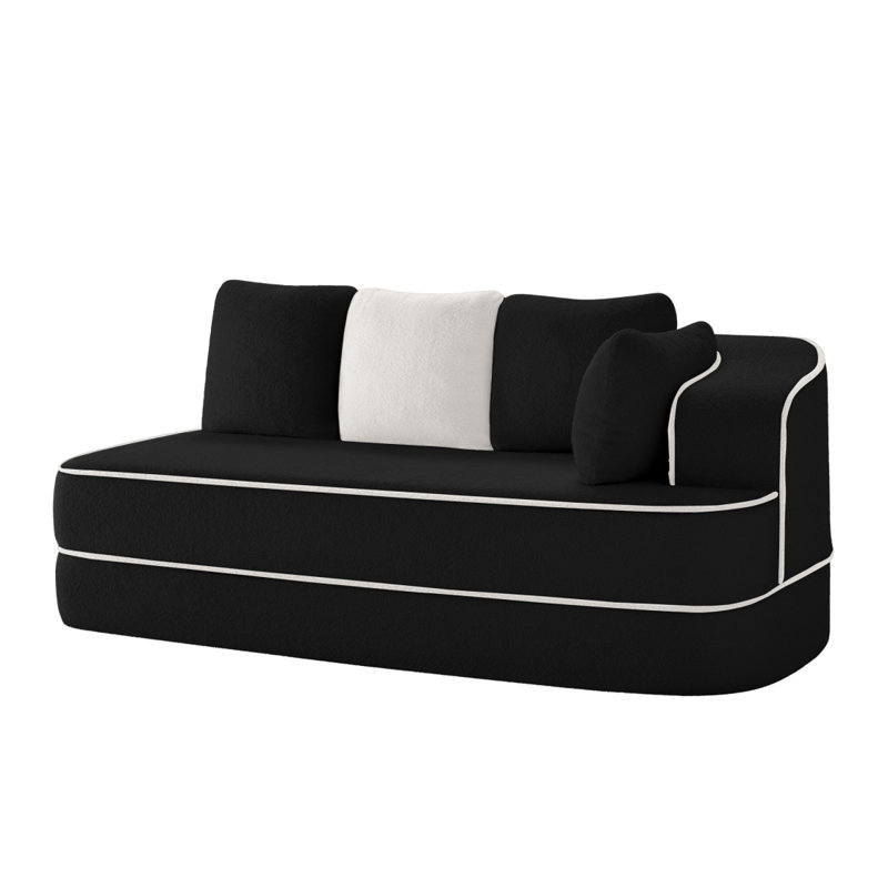 ELYSEES, canapé 2 places à droite avec coussins en tissu - noir, Noir